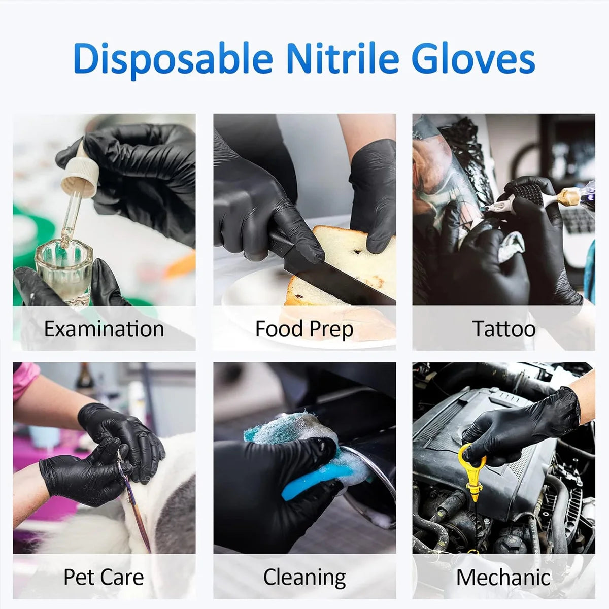 Heavy Duty Disposable Nitrile Protective Gloves - 3