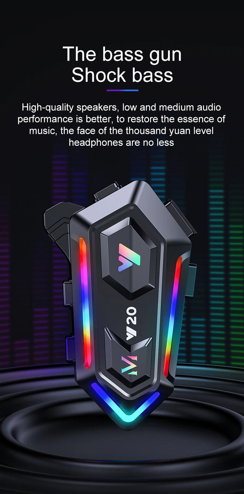 Wireless Motorcycle Helmet Bluetooth Headset with RGB Light - 9