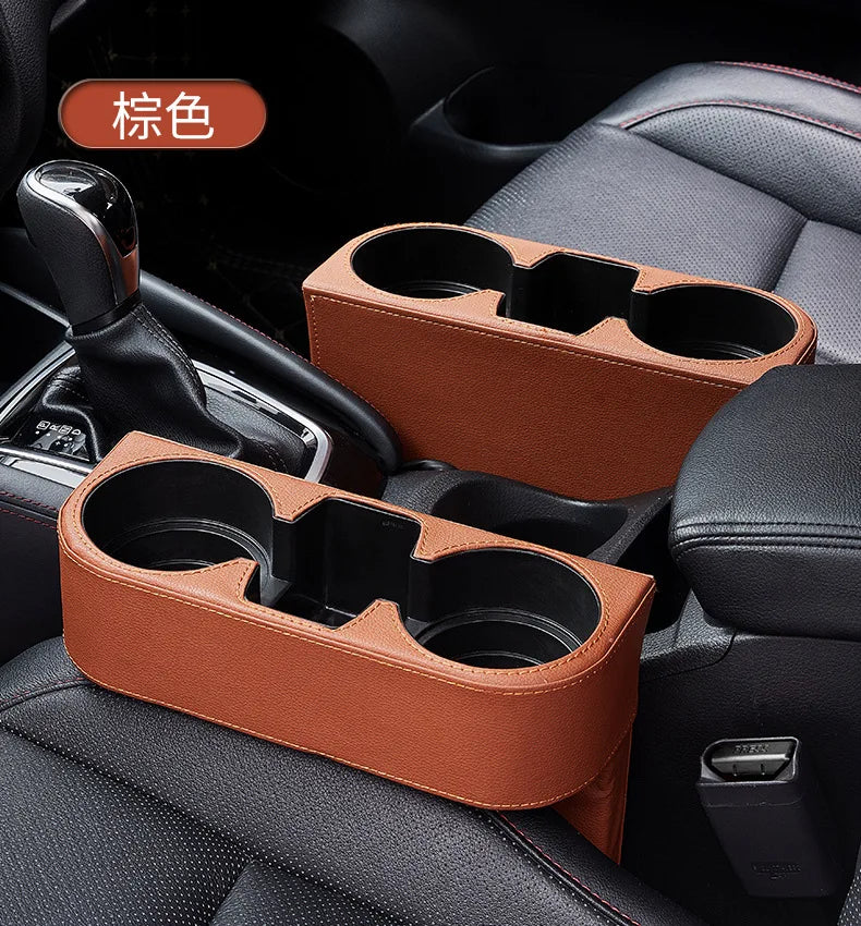 Leather Car Seat Gap Organizer and Dual Cup Holder - 15