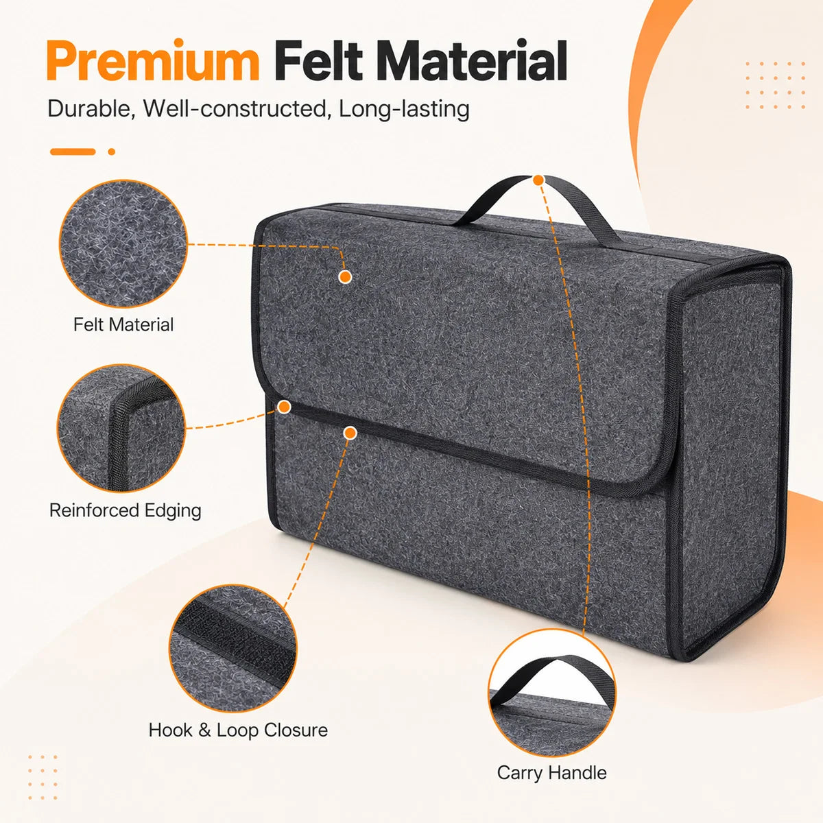Foldable Felt Car Trunk Organizer and Storage Box