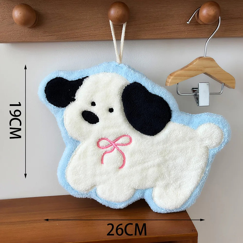 Cute Cartoon Puppy Hanging Hand Towel for Kitchen and Bathroom