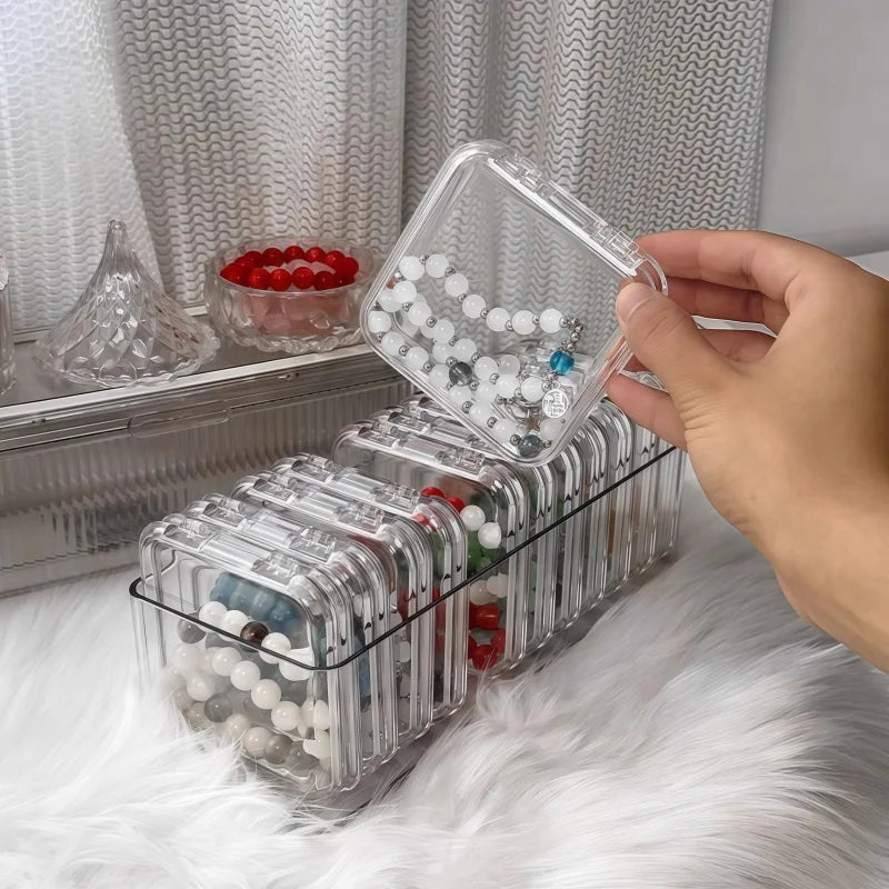 10Pcs Clear Stackable Storage Boxes for Jewelry and Crystal Bracelets - 7