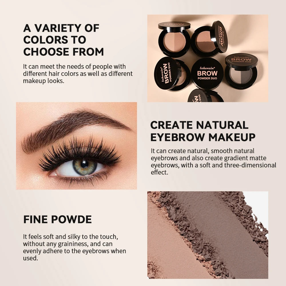 Two-Tone Waterproof Eyebrow Powder for Natural Brows and Contouring