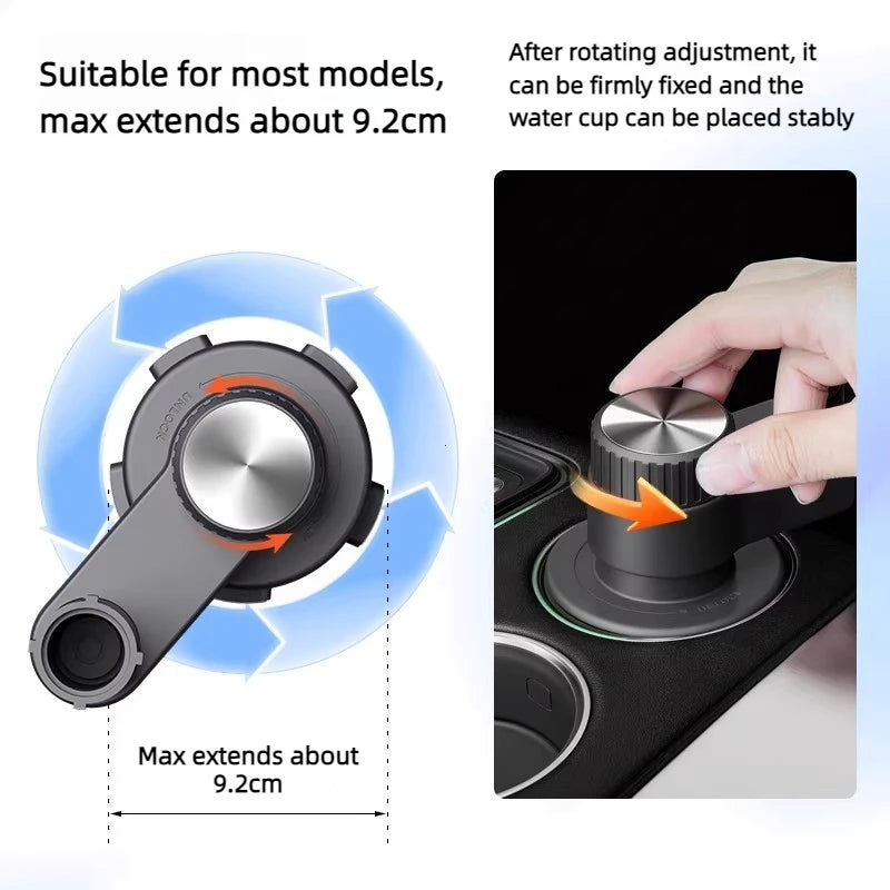Adjustable Car Cup Holder Tray and Dining Organizer - 5