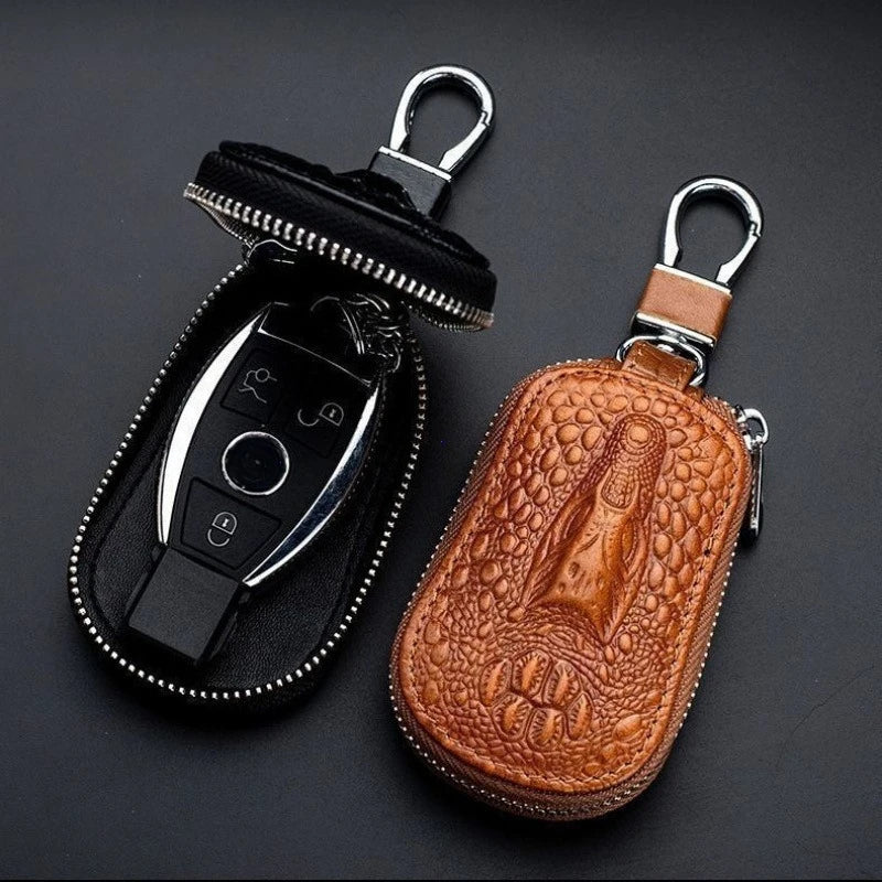 Leather Car Key Case with Waist Clip - 3