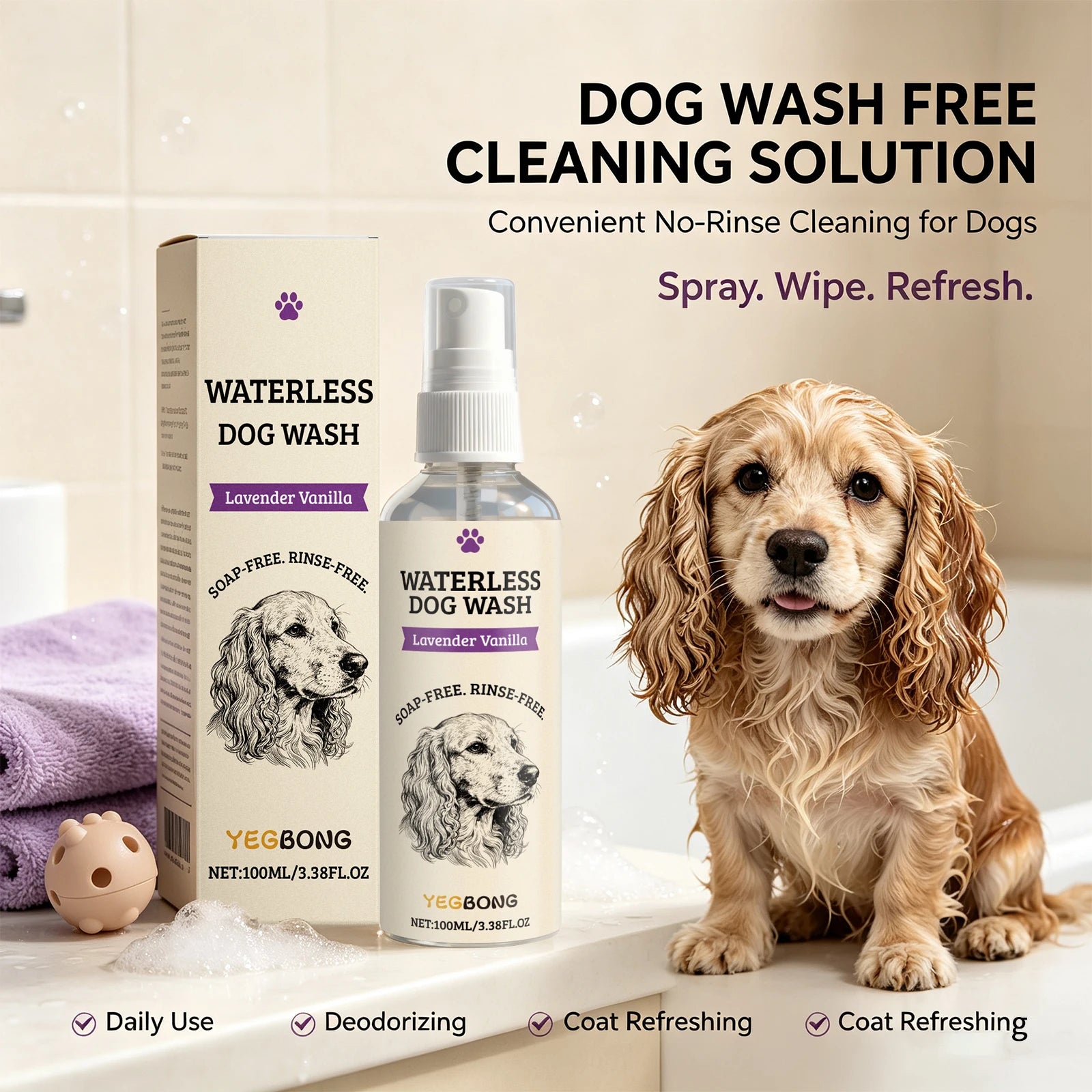 Waterless Dog Shampoo Spray for Quick Cleaning and Odor Removal - 7
