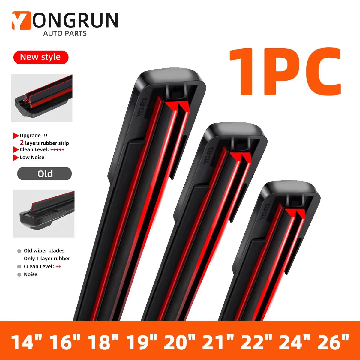 Universal J Hook Wiper Blades Double Layer Rubber Windshield Wiper - 1
