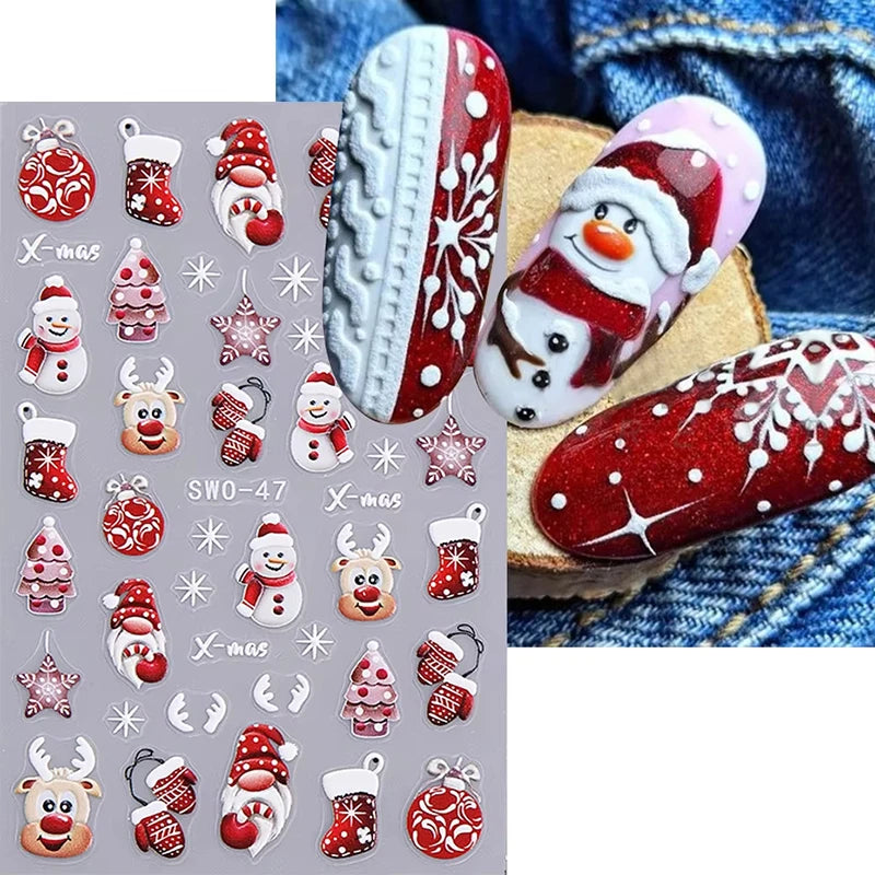 Christmas Cartoon Embossed Nail Art Stickers - 5