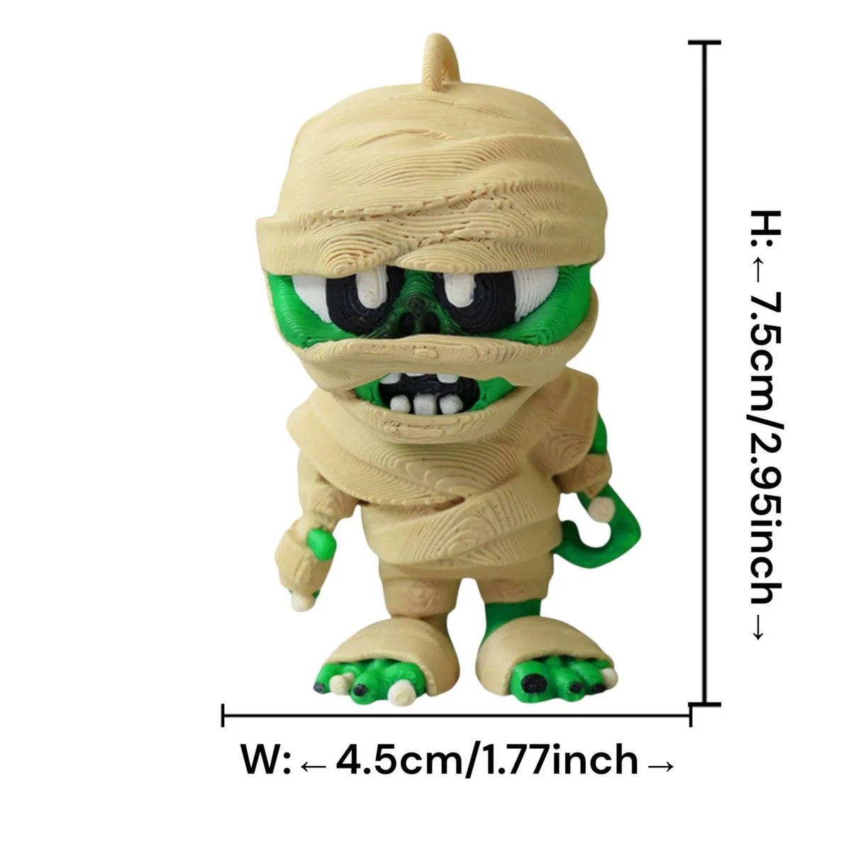 3D Printed Articulated Mummy Ornament and Keychain