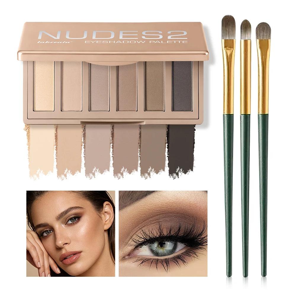6-Color Nude Eyeshadow Palette with Makeup Brushes