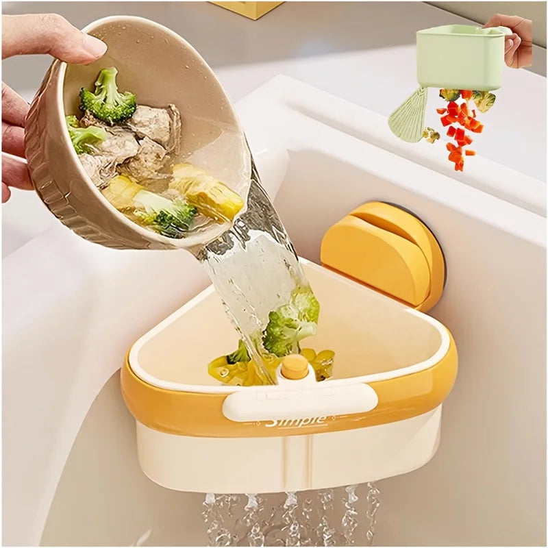 Corner Kitchen Sink Drain Basket with Suction Cup - 3