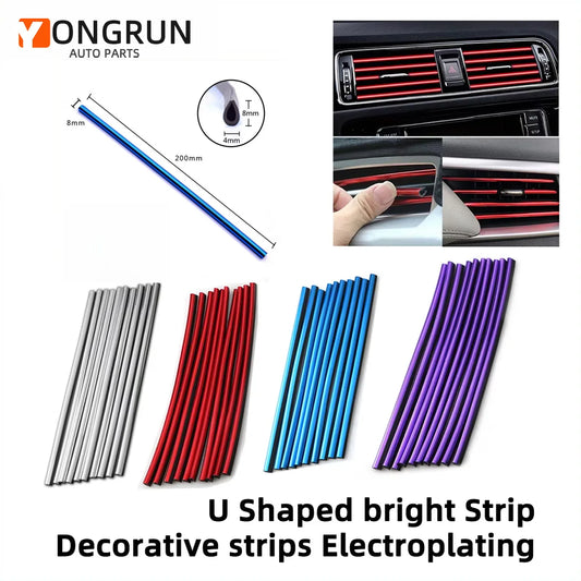 10PCS Car Air Vent Decorative Strip Interior Molding Trim U Shape