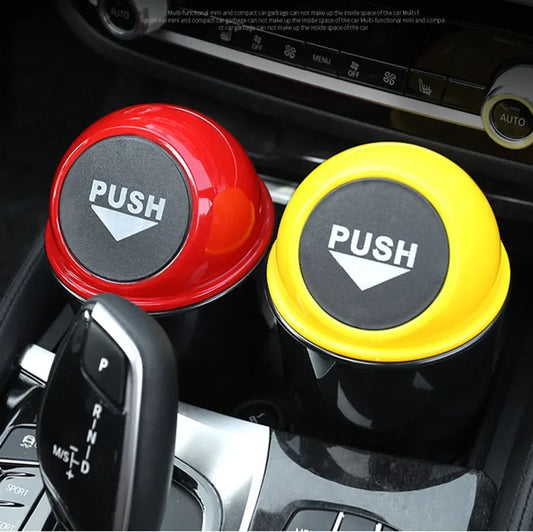 Compact Push-Top Car Trash Bin for Clean Vehicle Interiors