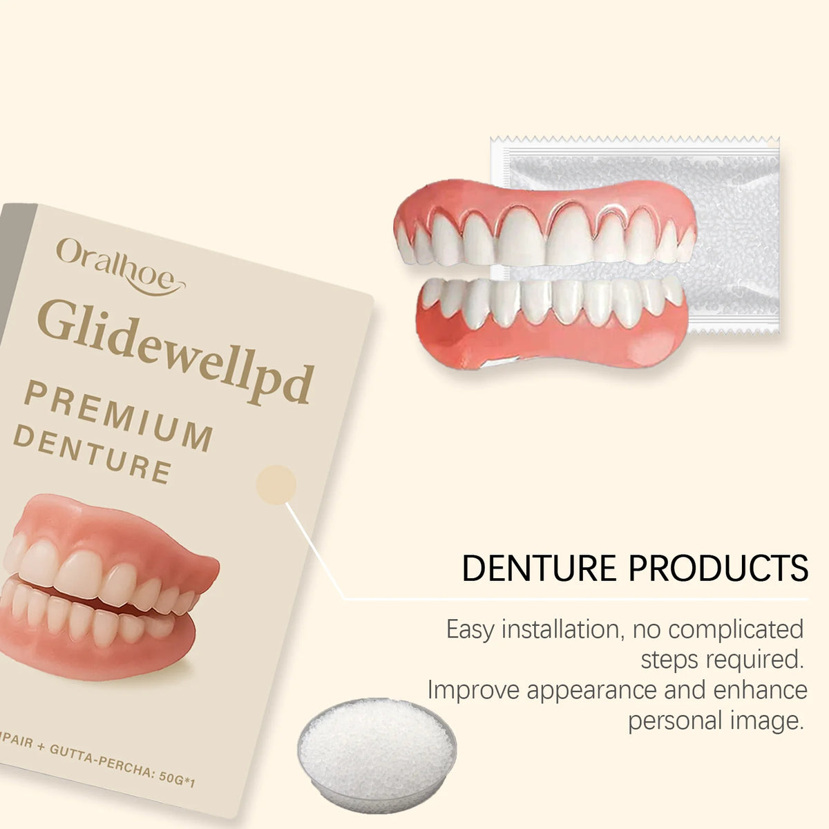 Flexible Silicone Temporary Denture Set for Missing Teeth