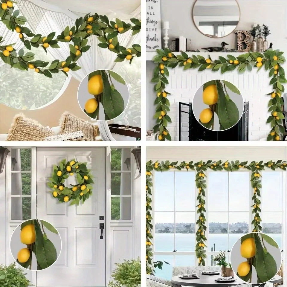 Artificial Lemon and Eucalyptus Garland for Home Decor