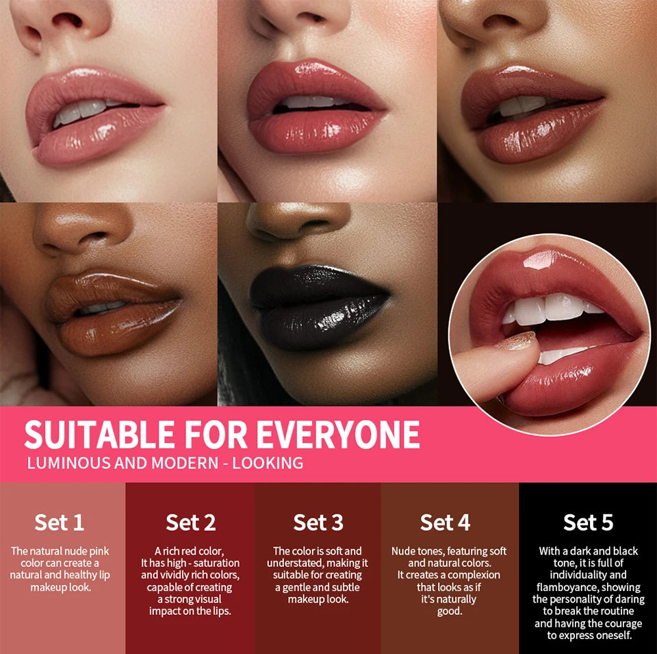 3-Piece Waterproof Matte Lipstick and Lip Liner Makeup Set