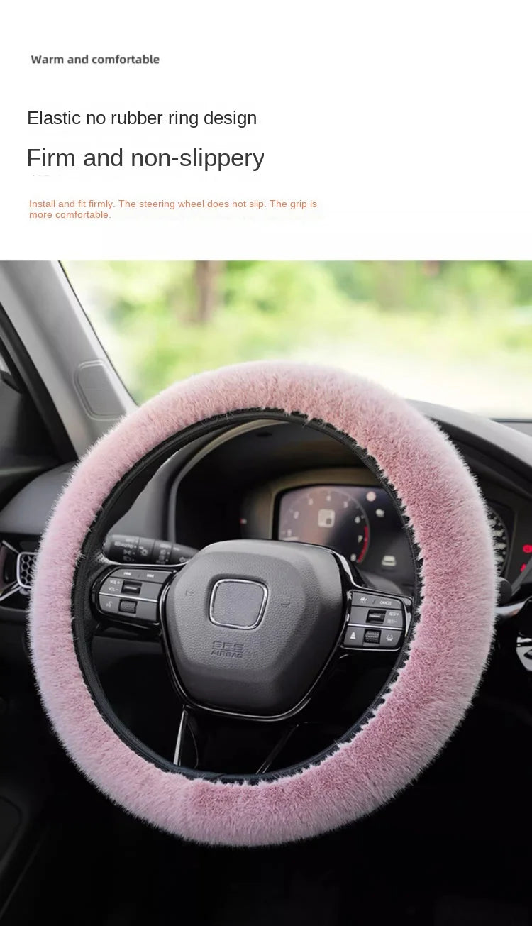 Winter Plush Retractable Steering Wheel Cover