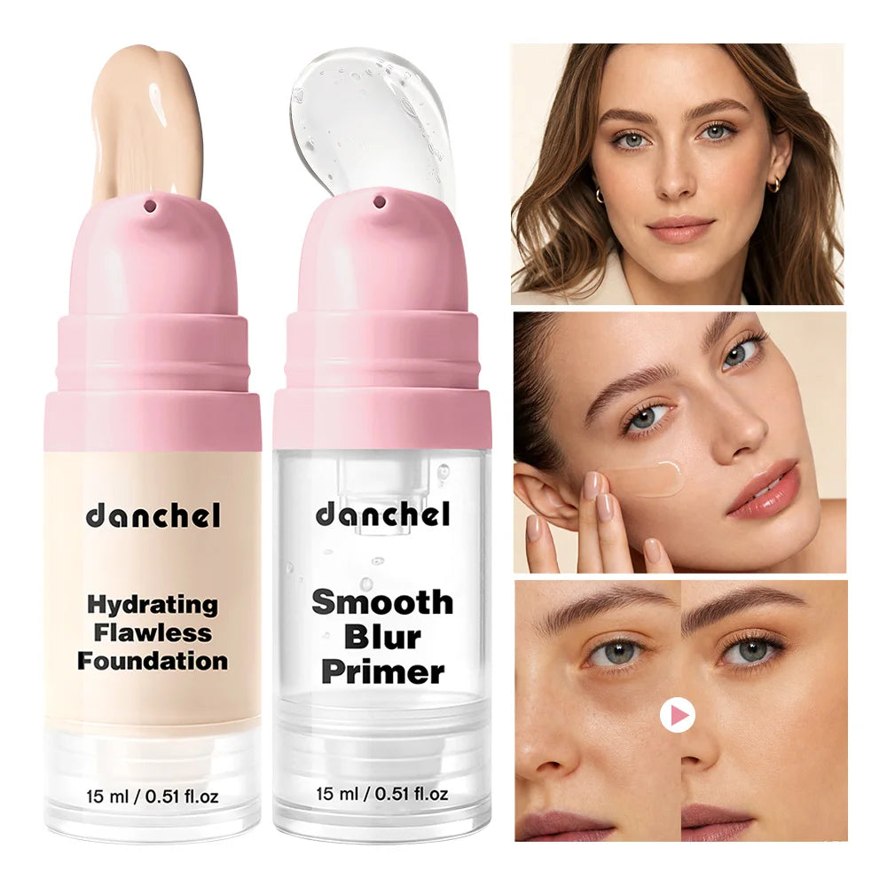 Smoothing Primer and Hydrating Liquid Foundation Makeup Set - 7