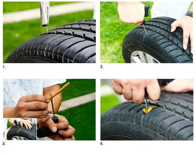 Tubeless Tire Puncture Repair Kit for Car and Motorcycle - 7