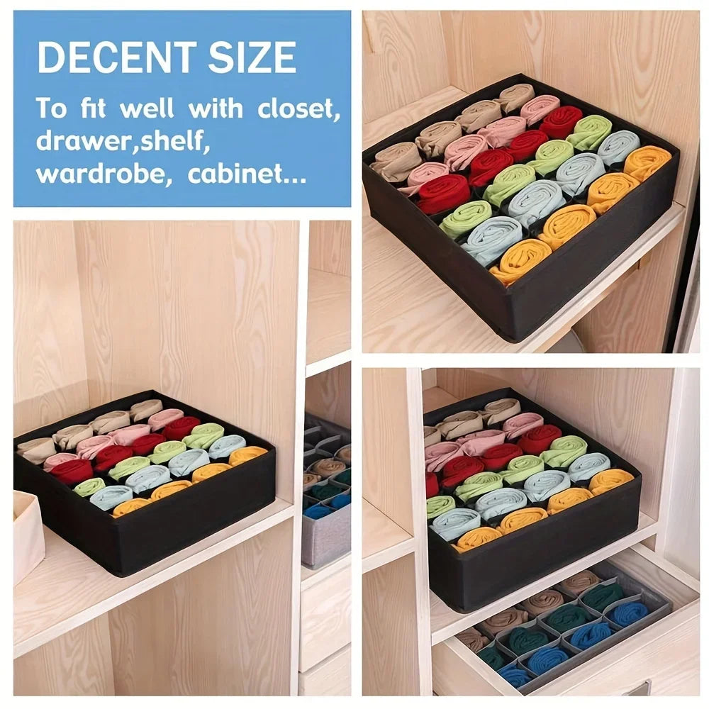 Foldable 24-Compartment Drawer Organizer for Underwear and Socks - 10