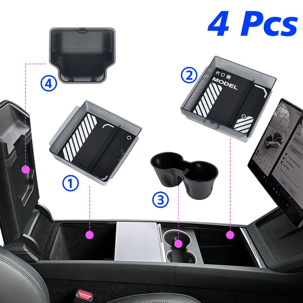 Center Console and Armrest Storage Organizer for Tesla Model Y Juniper