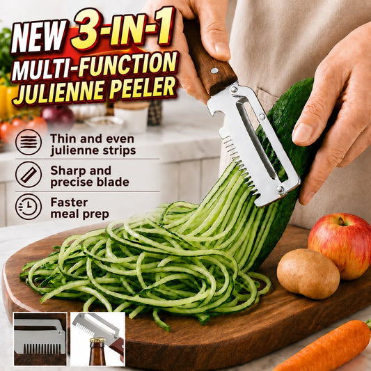 3-in-1 Stainless Steel Vegetable Peeler and Scallion Shredder