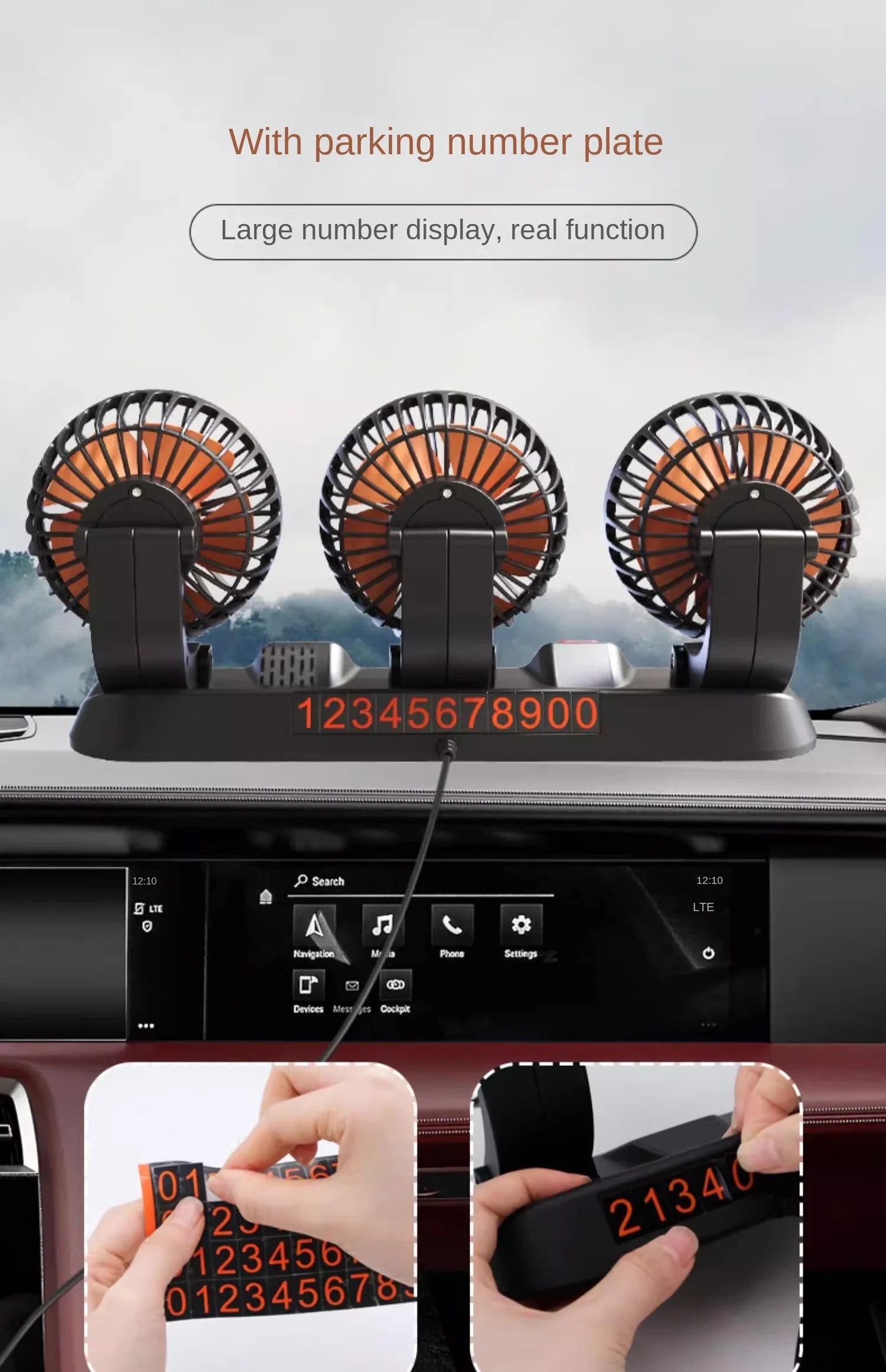 Dual-Head Adjustable Car Cooling Fan for Dashboard - 21
