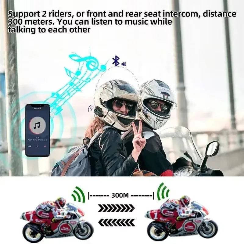 Bluetooth Motorcycle Helmet Intercom Headset Wireless Intercom System - 9