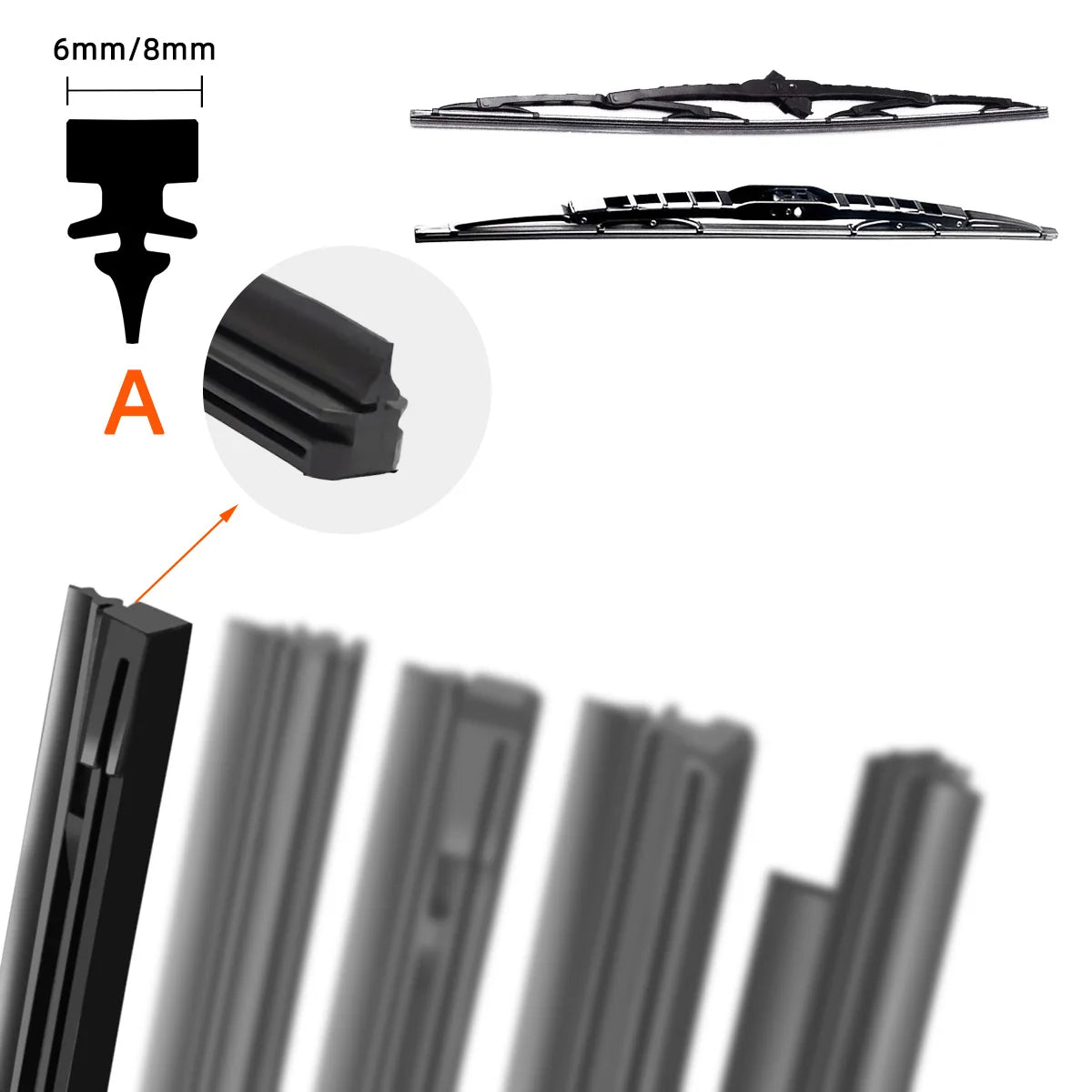 Universal Car Wiper Blade Rubber Refill Strip - 8