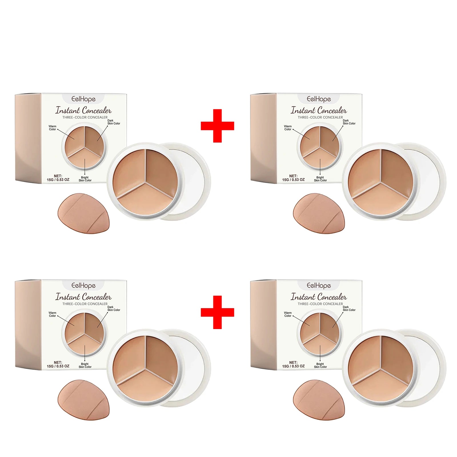 3-Color Cream Face Concealer Palette for Dark Circles and Blemishes - 13
