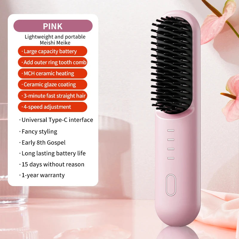 Fast Heating Cordless Hair Straightening Brush - 27
