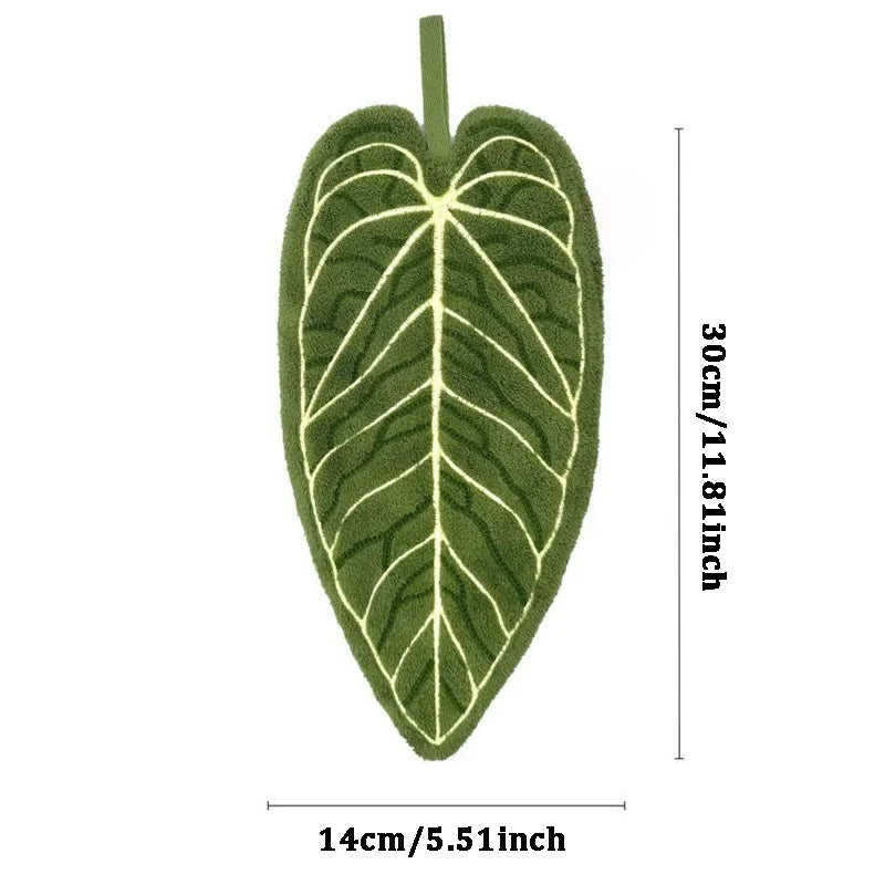Absorbent Leaf-Shaped Hanging Hand Towel for Kitchen and Bathroom