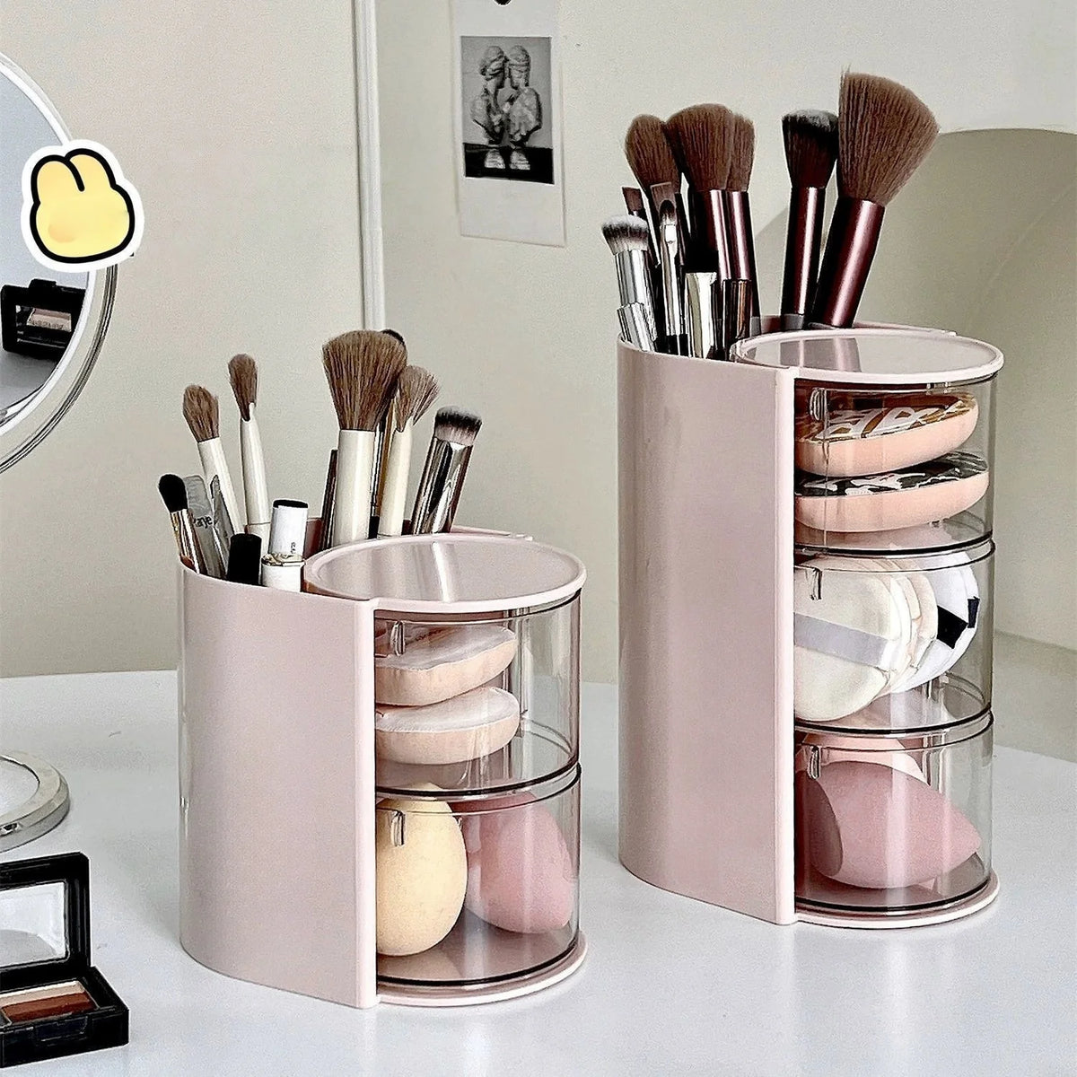 Rotating Desktop Cosmetic Makeup Brush and Accessory Organizer