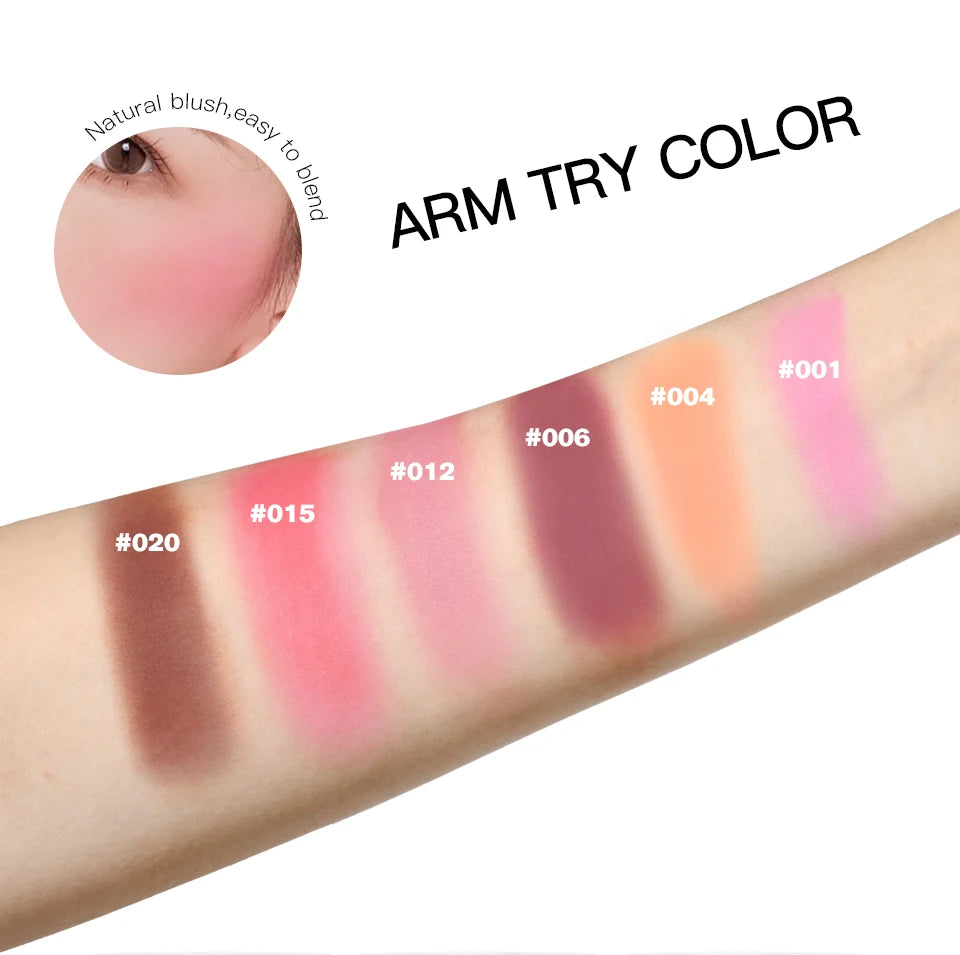 Matte Embossed Blush Palette with Professional Brush - 12