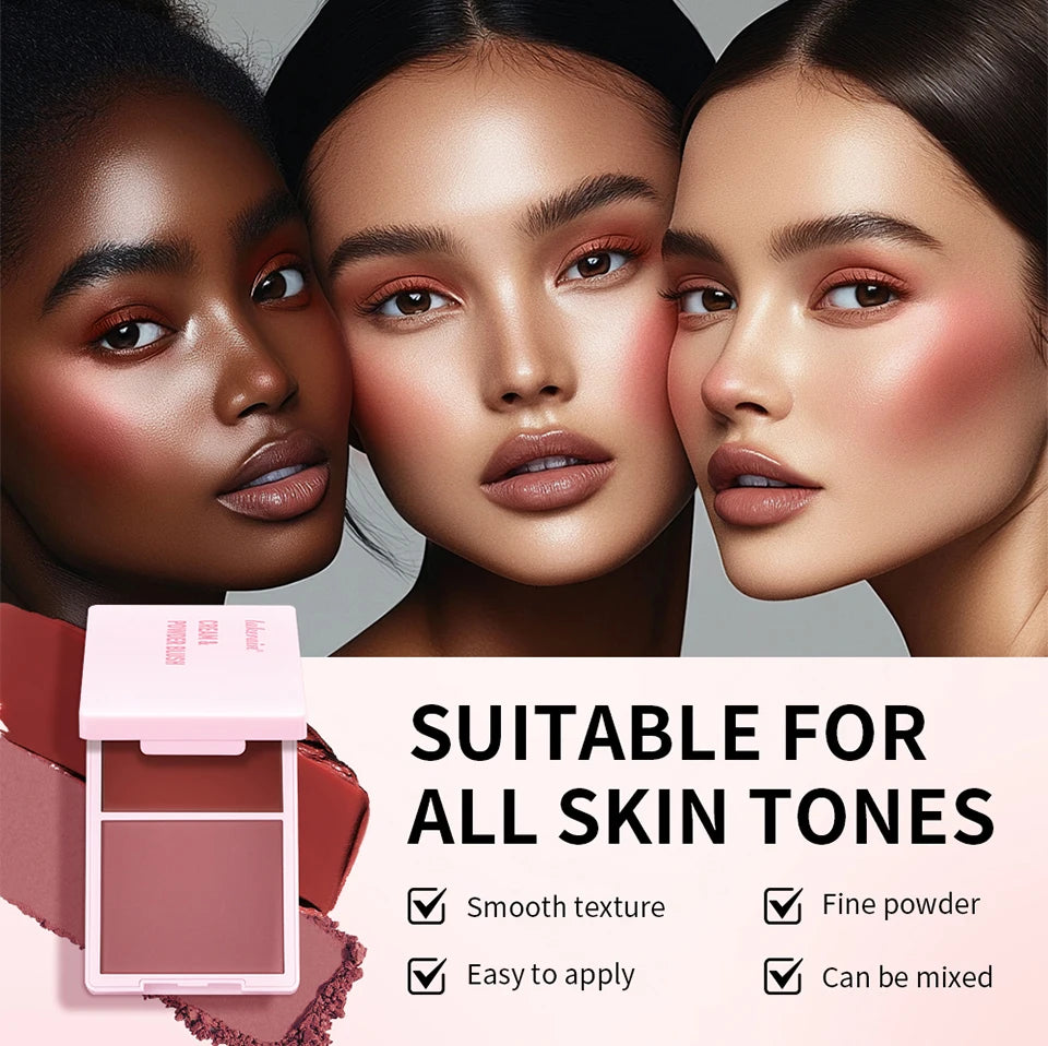2-in-1 Cream and Powder Blush Palette for Radiant Cheek Makeup