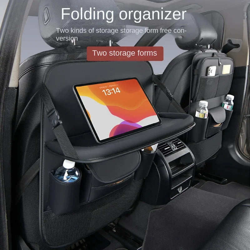 Car Backseat Organizer with Foldable Dining Table and Tablet Holder - 3