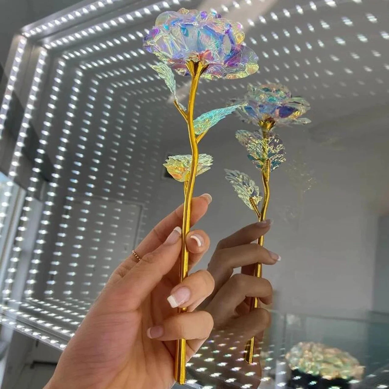 Luminous Artificial Crystal Rose Bouquet for Romantic Occasions - 11