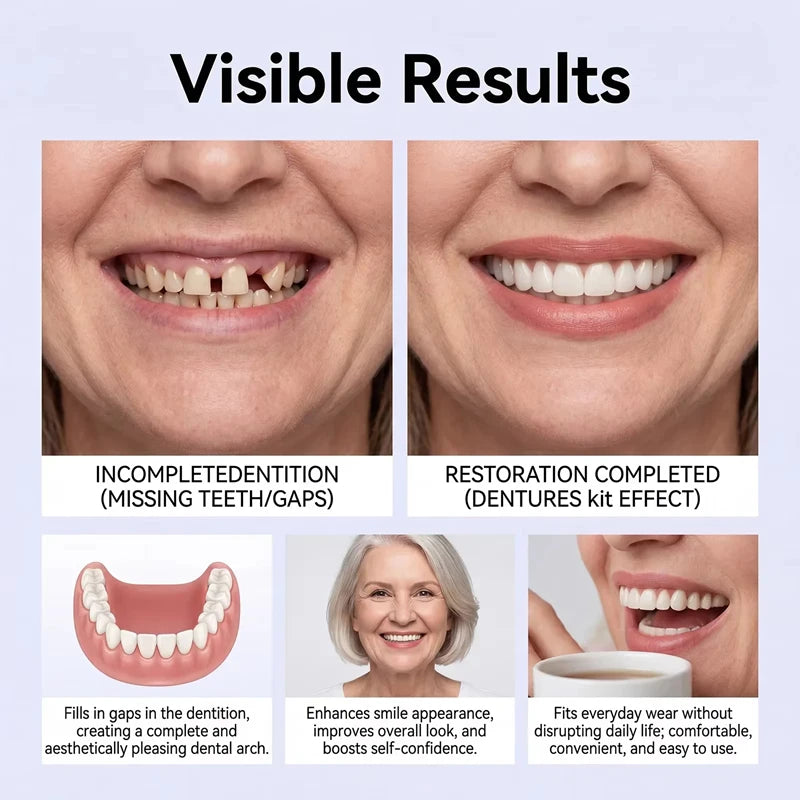 Comfort Fit Silicone Cosmetic Dentures for Instant Smile