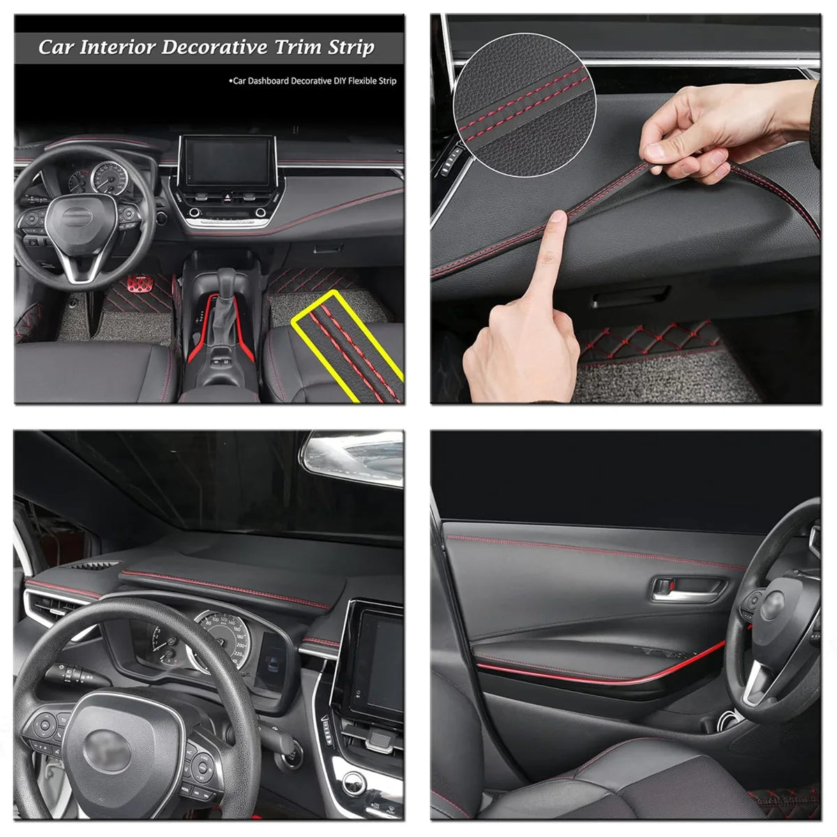 Self-Adhesive Car Interior Leather Decorative Dashboard Trim Strip
