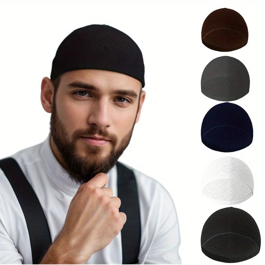 Mens Breathable Mesh Muslim Prayer Cap Lightweight Ramadan Taqiyah Hat