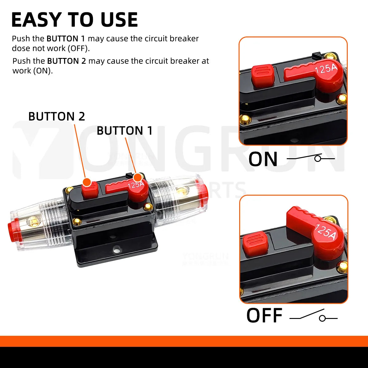 Manual Reset Waterproof Circuit Breaker for Automotive Audio