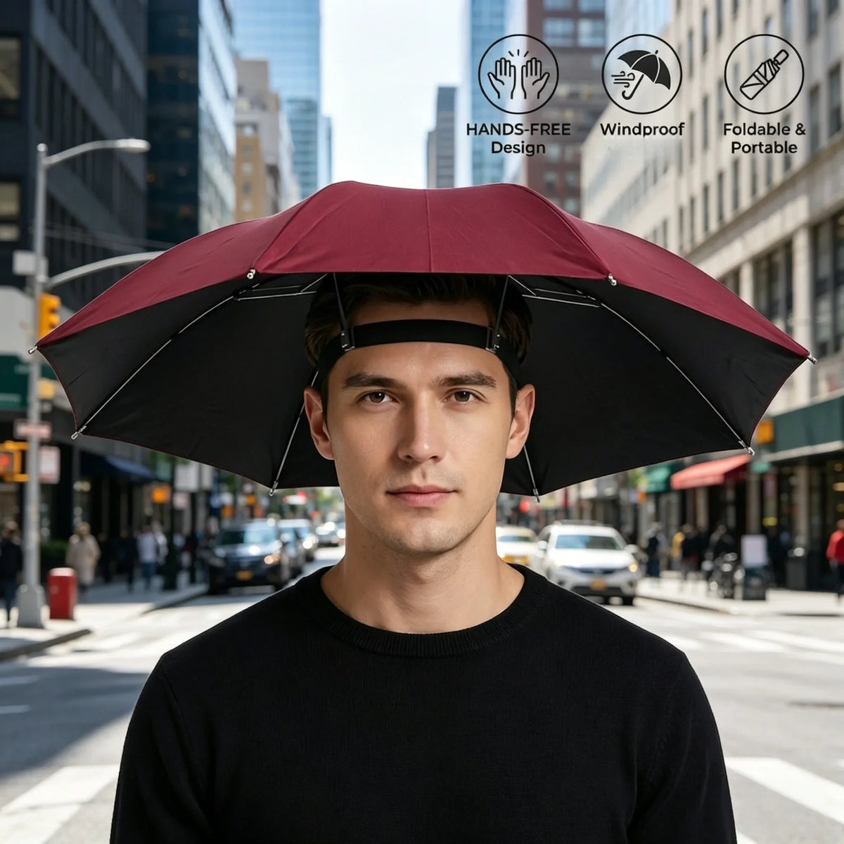 Hands-Free Head Mounted Umbrella Cap for Outdoor Activities