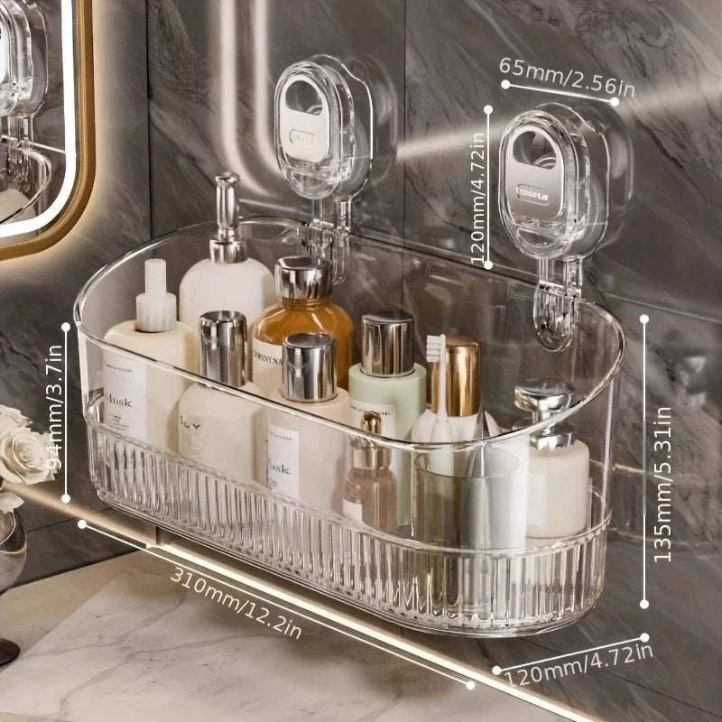 Punch-Free Suction Cup Bathroom Storage Shelf