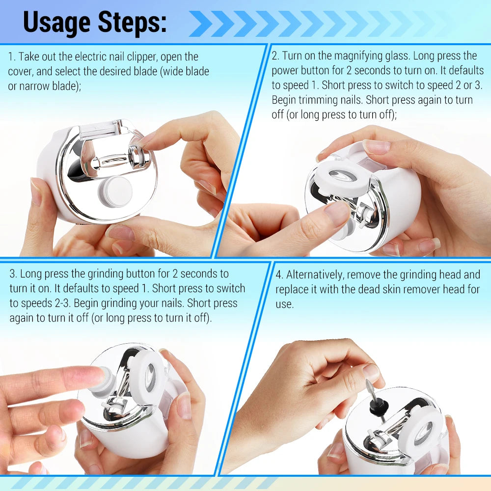 Electric Nail Clipper with Magnifier and LED Light - 9