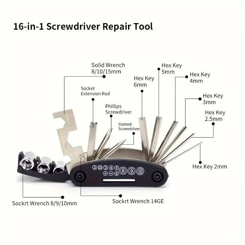 Portable Emergency Bike Tire Repair Kit with Pump - 11