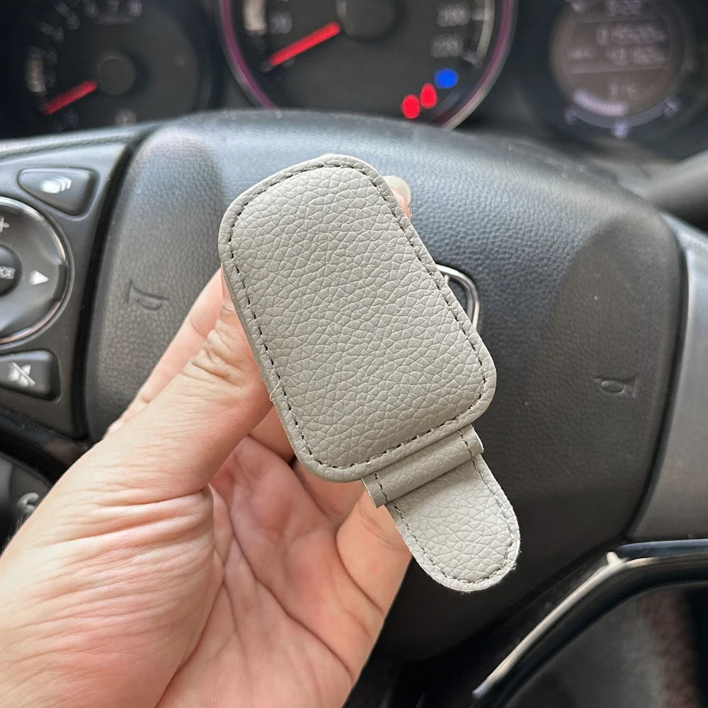 Magnetic Leather Car Sun Visor Glasses and Ticket Holder - 7