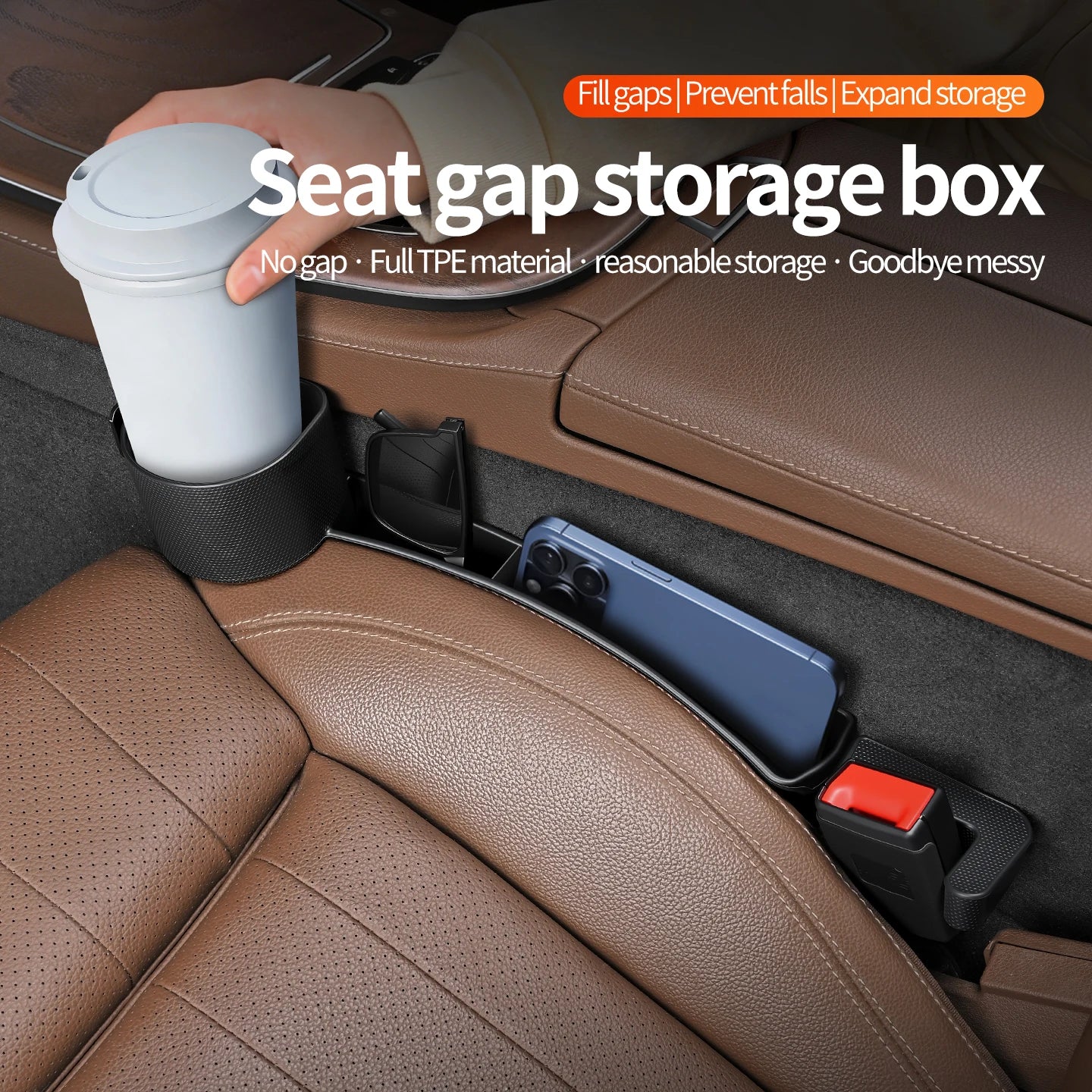 Universal Car Seat Gap Organizer and Cup Holder - 1