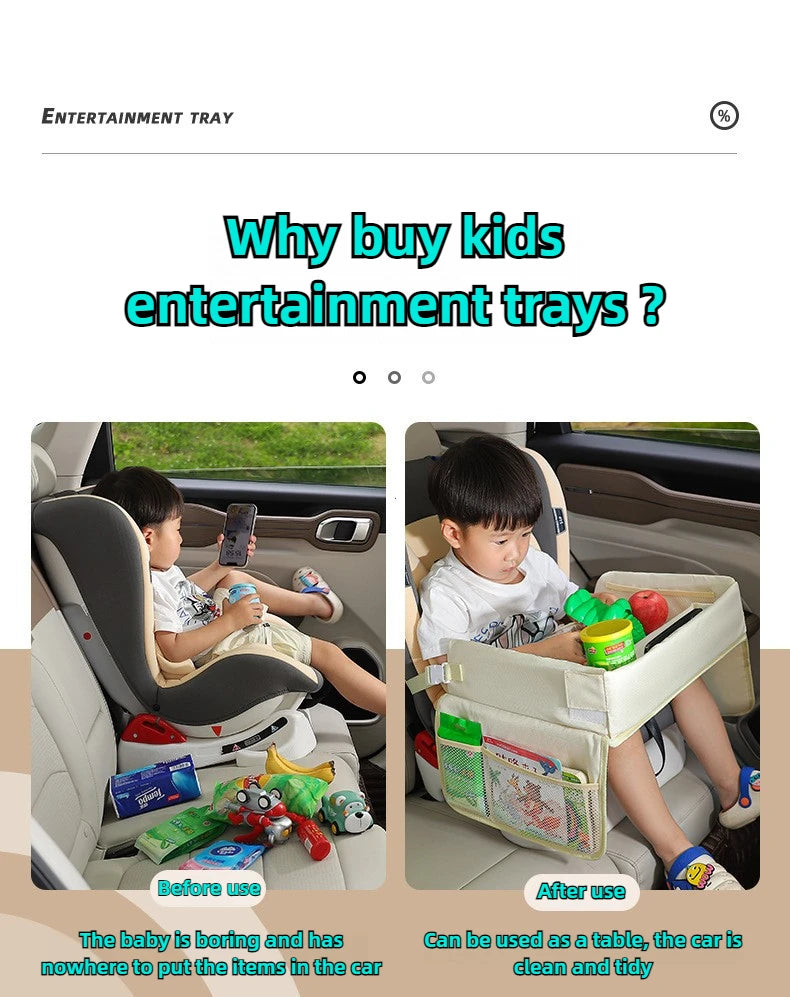 Foldable Kids Car Seat Travel Tray and Activity Table - 8