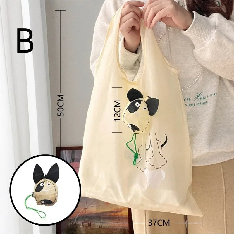Foldable Cartoon Dog Reusable Shopping Bag - 12