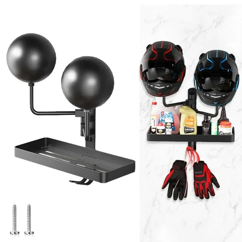 Wall-Mounted Rotating Helmet Holder and Storage Rack